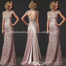 2017 Modest Open Back Handwork Wedding Party Gowns Vestido de Festa Lace Applique Long Mother of the Groom Dress MM916